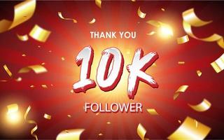 celebrare 100k, 200k, 10k, 2k, 1k, 500k, 400k, 300k, 1k follower firmano con segno dorato e coriandoli del design del banner dei social media foto