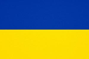 bandiera dell'ucraina su sfondo di texture in pelle foto