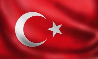 bandiera nazionale della turchia. Immagine di alta qualità della bandiera sventolante del rendering 3d. simbolo ufficiale della Turchia del paese. colori, dimensioni e forme originali. foto