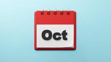 ottobre su carta calendario da tavolo rendering 3d foto