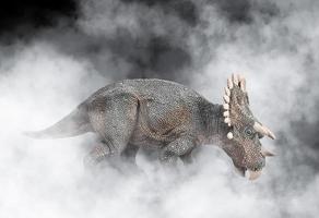 regaliceratops dinosauro su sfondo di fumo