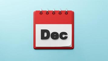 dicembre su carta calendario da tavolo rendering 3d foto