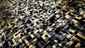 oro futuristico e quadrati neri estrusi sfondo astratto, rendering 3d foto