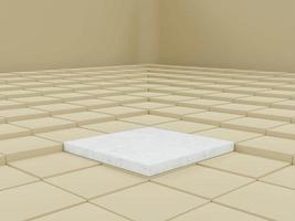 illustrazione di rendering 3d del podio in marmo quadrato minimo foto