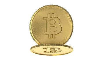 bitcoin moneta d'oro isolato sfondo 3d rendering dell'illustrazione foto