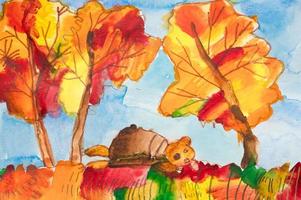 pittura per bambini fai da te ad acquerello autunno autunno foto