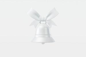 campana con un nastro su sfondo bianco in stile cartone animato. illustrazione di concetto per cartolina di natale, congratulazioni, invito. rendering 3D foto