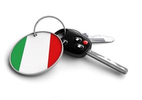 chiavi della macchina con bandiera italia come portachiavi. foto