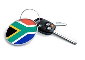 chiavi della macchina con bandiera sudafricana come portachiavi. foto