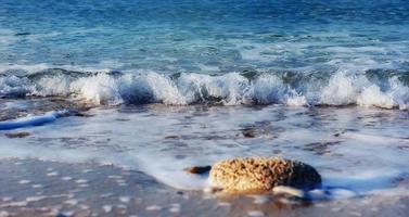 onde sul paesaggio del mare uno sfondo di cielo blu foto