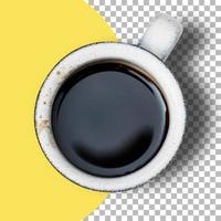 colpo isolato di una tazza di caffè nero su sfondo trasparente. foto