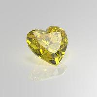 rendering 3d del cuore della pietra preziosa del diamante giallo foto