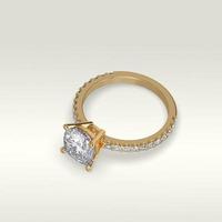 anello di fidanzamento solitario che stabilisce la posizione in oro giallo 3d rendering foto