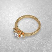 tre anelli di fidanzamento in pietra che fissano la posizione in metallo dorato con rendering 3d
