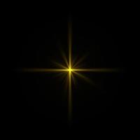 lens flare stella oro luce effetto speciale sfondo nero foto