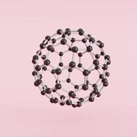 struttura molecolare e buckyballs, concetto di biotecnologia, rendering 3d. foto