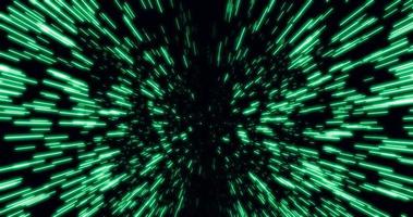 iperspazio astratto della velocità della luce e della velocità di curvatura nella scia della stella verde foto