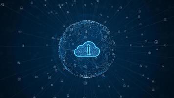 cloud computing digitale di sicurezza informatica, protezione della rete di dati digitali, comunicazione globale e scambio di informazioni, concetto di sfondo della rete tecnologica futura. foto