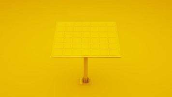 pannello solare isolato su sfondo giallo. illustrazione 3d foto
