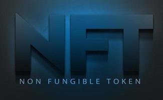 concetto di token non fungibile nft su sfondo blu scuro foto