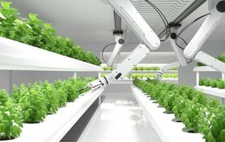 concetto di agricoltori robotici intelligenti, agricoltori robot, tecnologia agricola, automazione agricola. foto