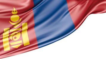 bandiera della Mongolia isolata su sfondo bianco, illustrazione 3d foto