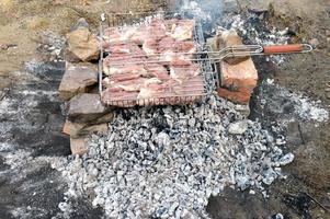 carne alla griglia sdraiata su pietre foto