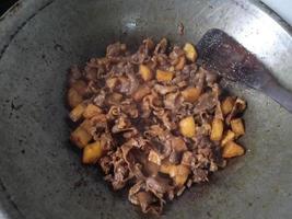 foto di mangiare carne di manzo e patate rendang