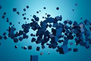 Design della carta da parati del cubo 3d, cubo blu su sfondo blu foto