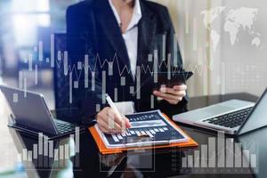 intelligence e business analytics con indicatori chiave di performance foto