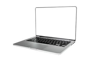 laptop, computer portatile con schermo vuoto su sfondo bianco. foto