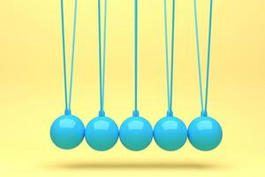 palla di newton a colori, palla di equilibrio, design, giocattolo, rosa, blu, giallo, viola, sfondo, slancio oscillante, movimento, isolare, rendering 3d - illustrazione foto