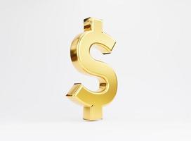 isolato del simbolo del dollaro d'oro su sfondo bianco, usd è il principale cambio di valuta nel mondo per il business e il concetto economico di rendering 3d. foto