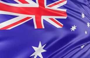bella onda bandiera australia da vicino su sfondo banner con spazio di copia.,Modello 3d e illustrazione. foto