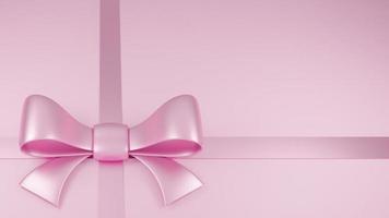 nastro rosa realistico e fiocco su sfondo rosa pastello.,Modello 3d e illustrazione. foto
