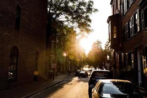 punto di riferimento per le strade della collina di Boston Beacon e gli edifici storici in mattoni foto