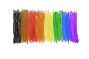 disegnare linee nei colori dell'arcobaleno, concetto per la celebrazione delle comunità lgbtqai nel mese dell'orgoglio o nel giugno in tutto il mondo. foto