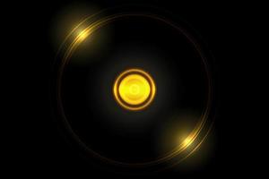 effetto palla arancione incandescente astratto con anello luminoso lucido su sfondo nero foto