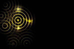 effetto anello cerchio giallo chiaro astratto con onde sonore oscillanti su sfondo nero foto