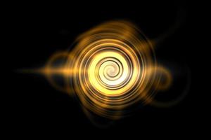 rotazione astratta del cerchio arancione chiaro con effetto fuoco su sfondo nero foto