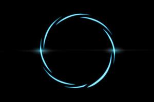 linea a spirale blu astratta con anello circolare su sfondo nero, sfondo astratto foto