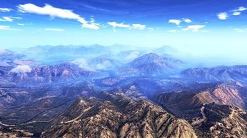paesaggio naturale, montagne, foreste, riprese aeree, rendering 3d realistico foto