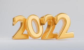 anno d'oro 2022 su sfondo bianco per la preparazione buon natale e felice anno nuovo con rendering 3d. foto