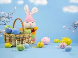 sfondo di pasqua. coniglietto pasquale con uova. Buona Pasqua. coniglietto di Pasqua. uova di Pasqua. carta di buona pasqua. foto