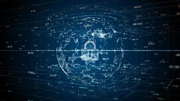 icona del lucchetto dei dati digitali della sicurezza informatica, della protezione della rete dei dati digitali, della connessione Internet ad alta velocità della rete globale 5g e dello sfondo dell'analisi dei big data. foto