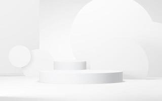 fondo astratto del podio. forma geometrica. scena di colori bianchi. rendering 3d minimo. scena con sfondo geometrico. rendering 3d