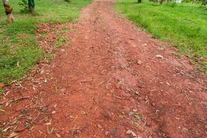 strada di fango dopo la pioggia in Thailandia foto