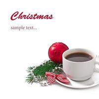tazza di caffè espresso e decorazioni natalizie