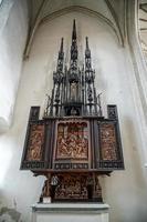Rothenburg ob der tauber, Baviera settentrionale, Germania, 2014. vecchio pulpito in legno nella chiesa di St James foto