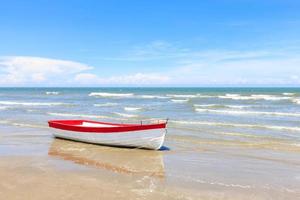 barca a remi in legno bianco su una spiaggia foto